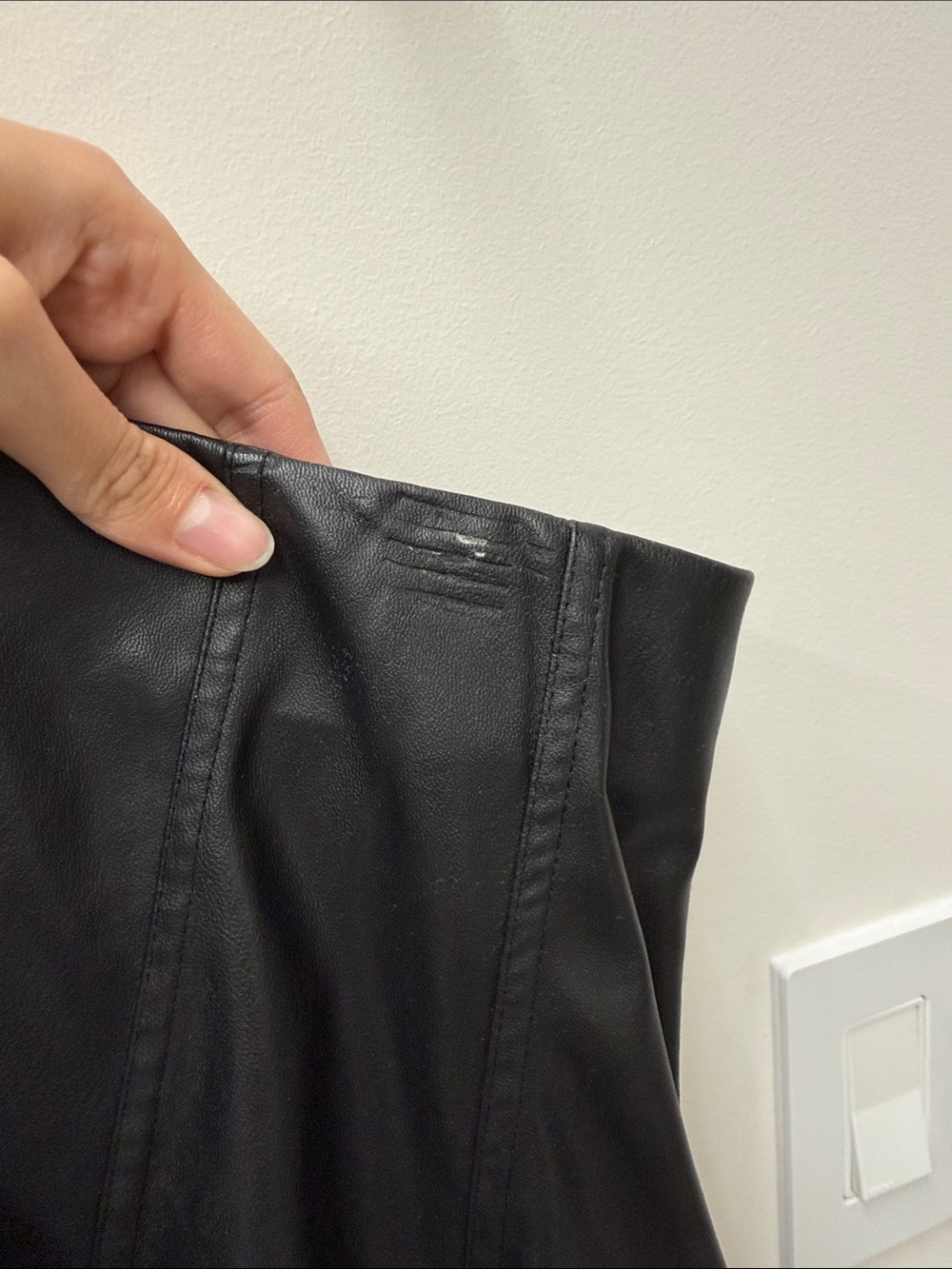 Women's Black Faux Leather Midi Skirt - Picture 3 of 4